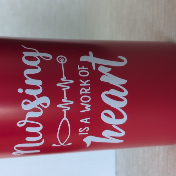 Metal Water Bottle 16oz RED Nurse Themed Black  Flip Lid Never Used - Picture 2 of 7